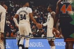 NBA常规赛，雄鹿客场112-103击败公牛，字母哥复出贡献29分8篮板，罗林斯20分7篮板5助攻