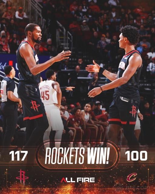 火箭主场117-100大胜骑士