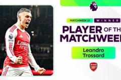 特罗萨德荣膺英超本轮最佳，阿森纳前锋助力球队击败维拉