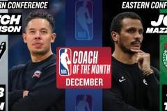 12月NBA月最佳教练出炉，马祖拉与约翰逊获殊荣