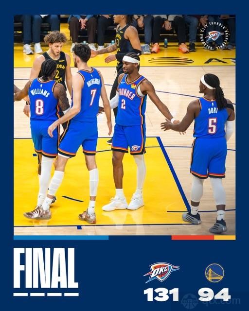 勇士主场94-131惨败雷霆