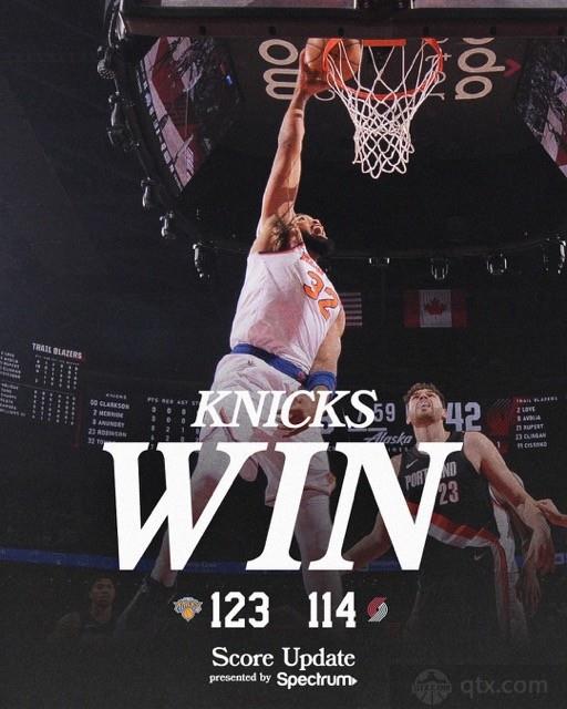 开拓者主场114-123不敌尼克斯