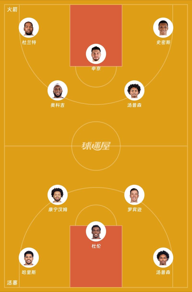 火箭vs活塞首发阵容