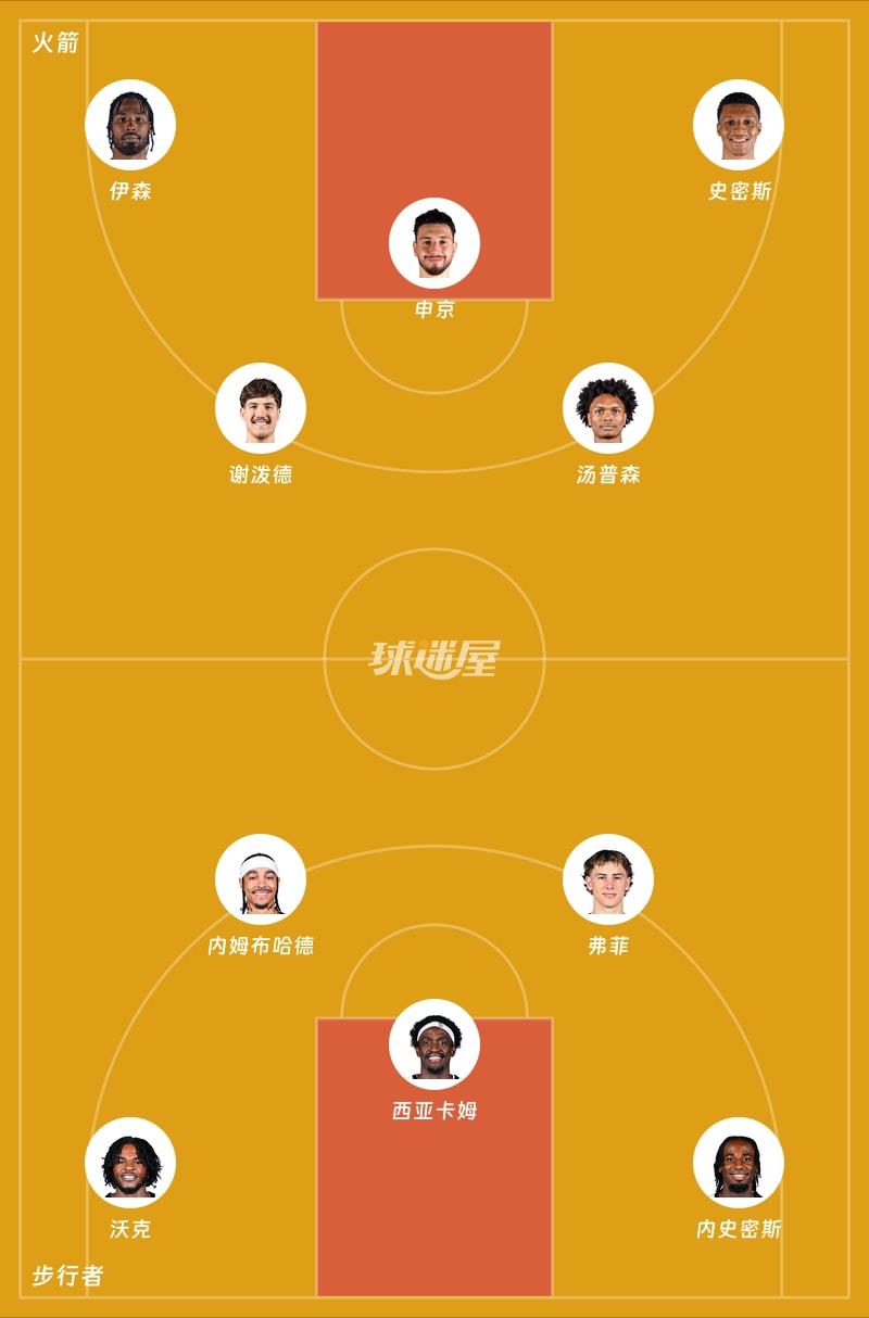 火箭vs步行者首发阵容