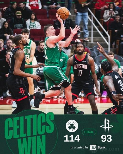 火箭主场93-114惨败凯尔特人