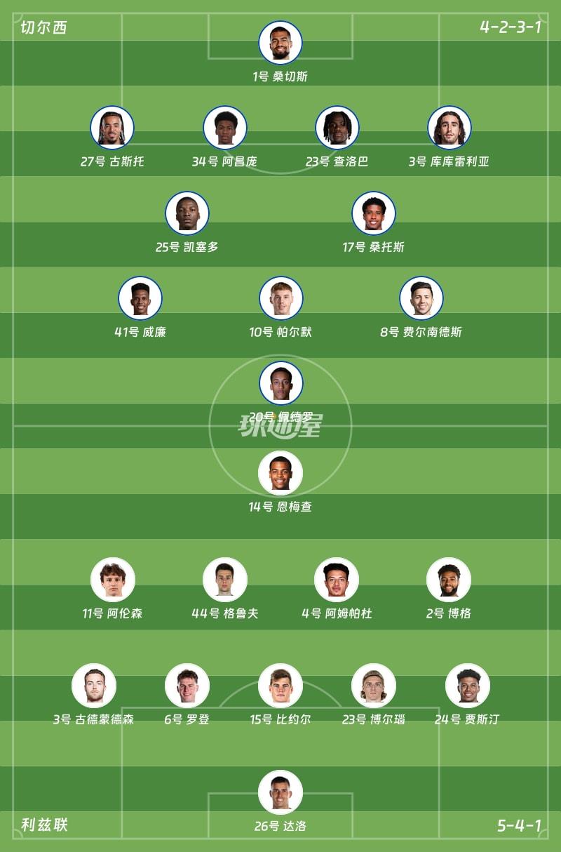 切尔西vs利兹联首发阵容