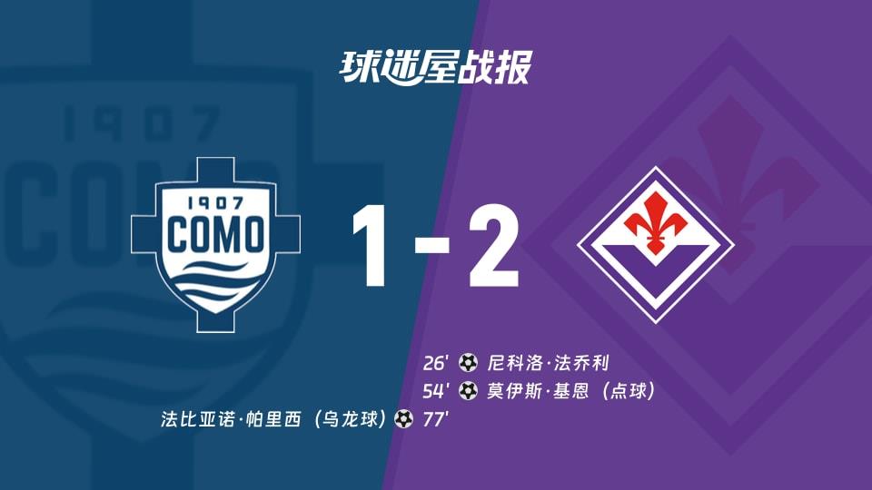【意甲联赛第25轮】科莫vs佛罗伦萨比赛结果：科莫(1-2)佛罗伦萨比分战报(2026年02月14日)
