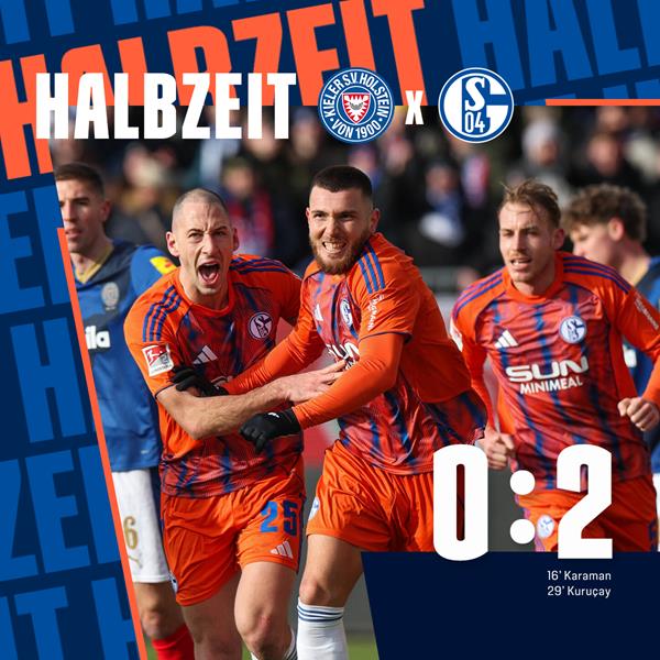 半场战罢,沙尔克2-0领先荷尔斯泰因基尔,卡拉曼表现出色