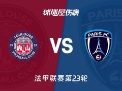 2026年02月22日，法甲联赛第23轮，图卢兹vs巴黎FC伤病名单更新