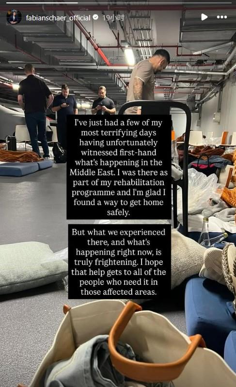 在中东养伤，舍尔经历人生最恐怖几天，已安全返回英国