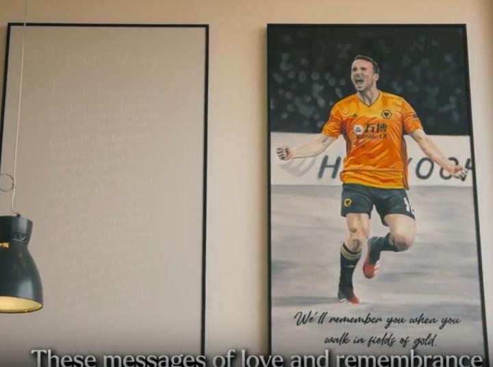 狼队纪念若塔特别画作亮相，颜料取自球迷献花悼念的花朵