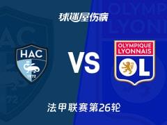 2026年03月16日，法甲联赛第26轮，勒阿弗尔vs里昂最新伤病名单
