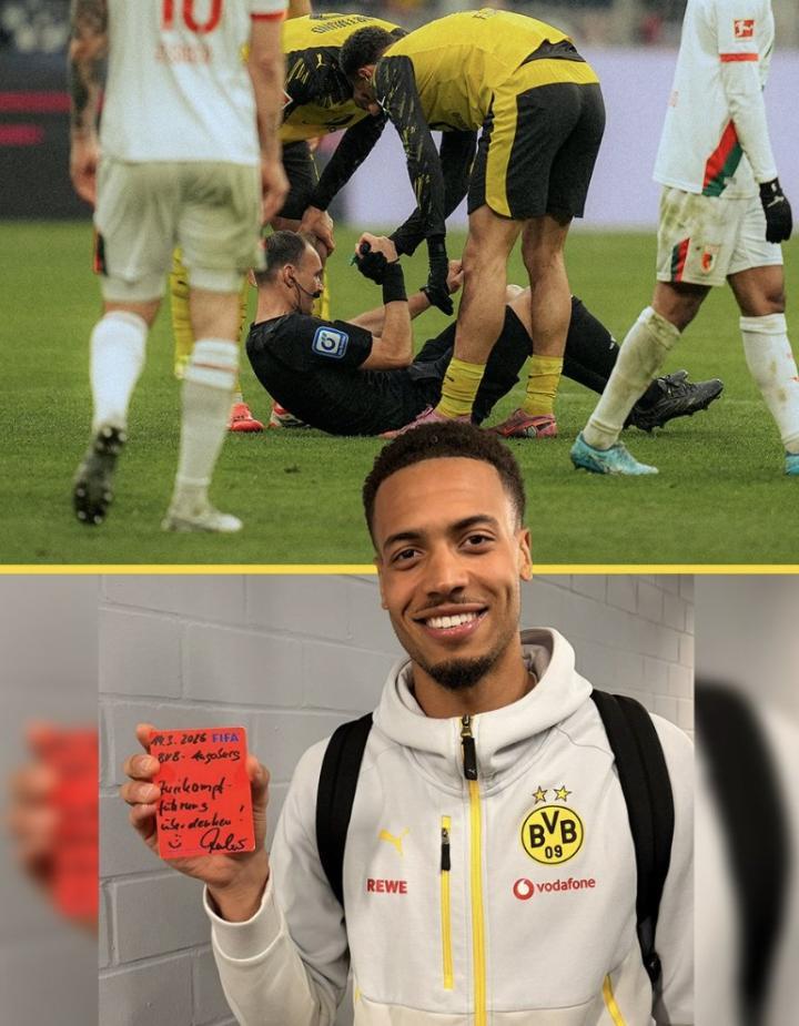 比赛中撞倒裁判，赛后恩梅加获主裁赠送“红牌”纪念