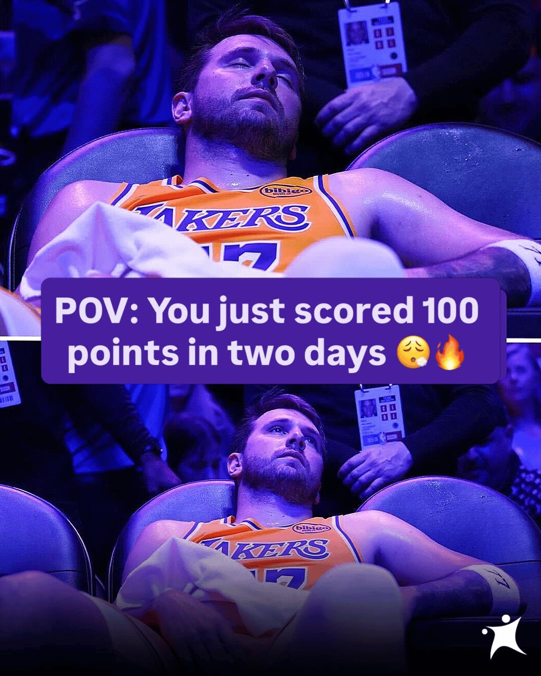 东契奇背靠背狂砍100分，累瘫替补席一幕