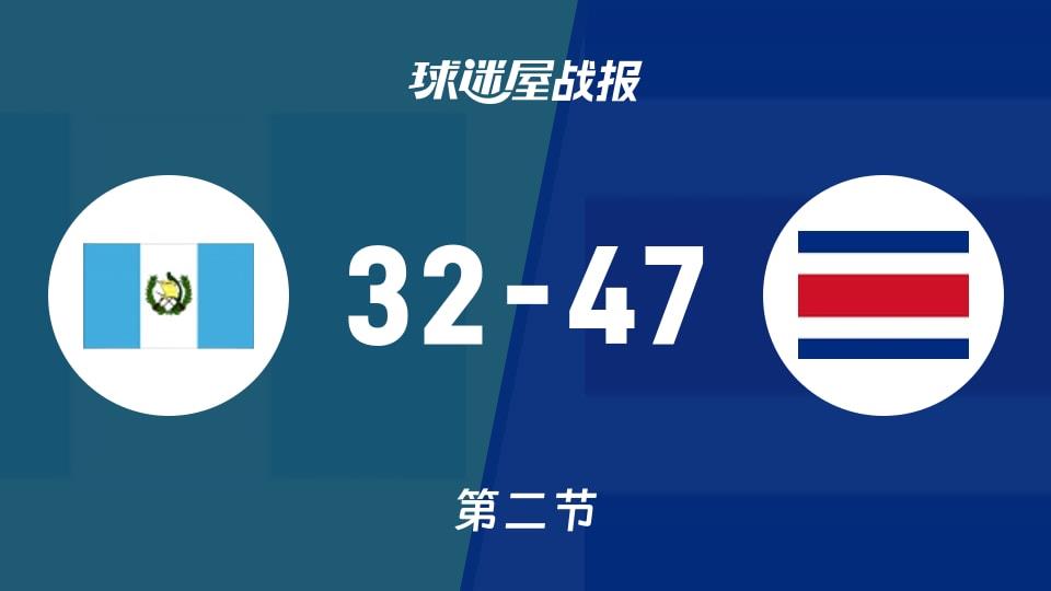 危地马拉vs哥斯达黎加:第二节完,危地马拉32-47哥斯达黎加