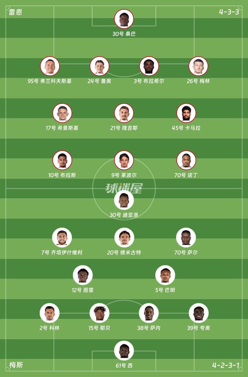 雷恩vs梅斯首发阵容