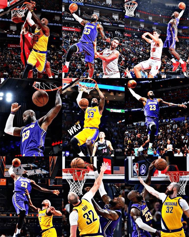 詹姆斯六连客扣篮集锦，15次暴扣尽显统治力