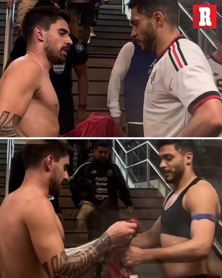 狼队旧将劳尔-希门尼斯与鲁本-内维斯赛后球衣互换