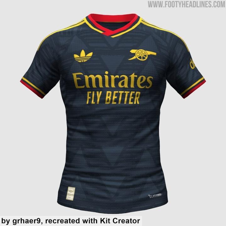 阿森纳下赛季客场球衣亮相：海军蓝主调，红黄细节点缀