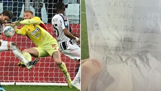 米体报道，平索利奥递纸条给迪格雷戈里奥，成功协助扑出点球